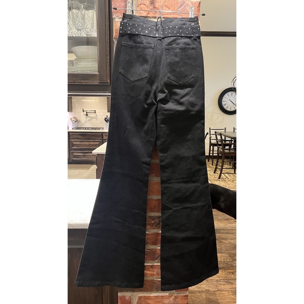 Flying Tomato Black Studded-Waist Boot Cut Pants - Picture 3 of 9